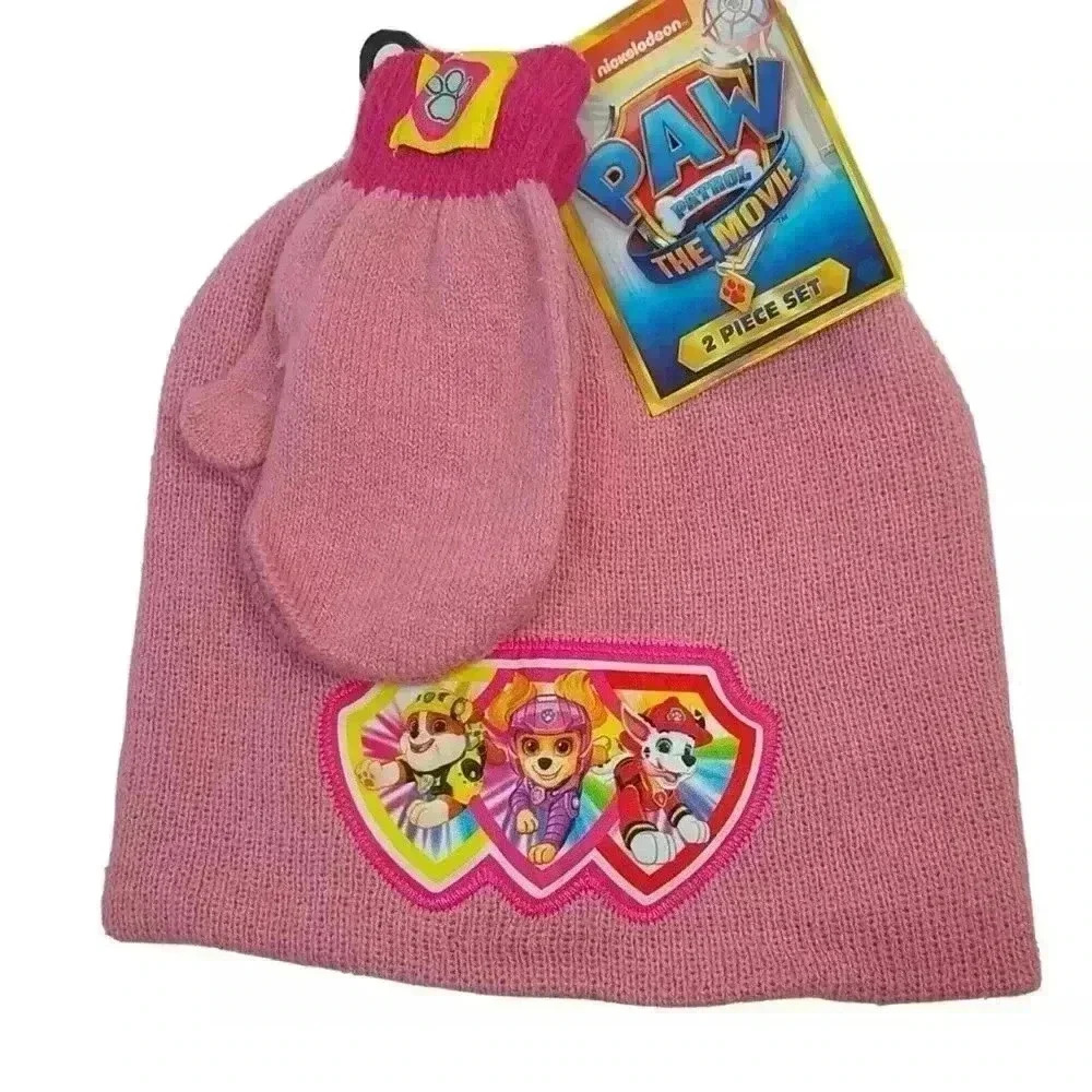 Paw Patrol Pink Hat and Pink Mittens Girls  New  1 Size
